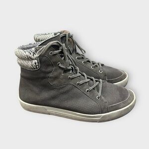 JOIE “Devon” Grey Leather Snakeskin High Top Sneakers